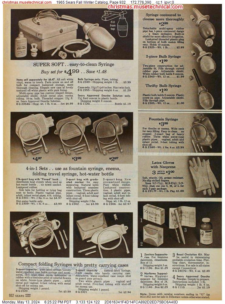 1965 Sears Fall Winter Catalog, Page 932