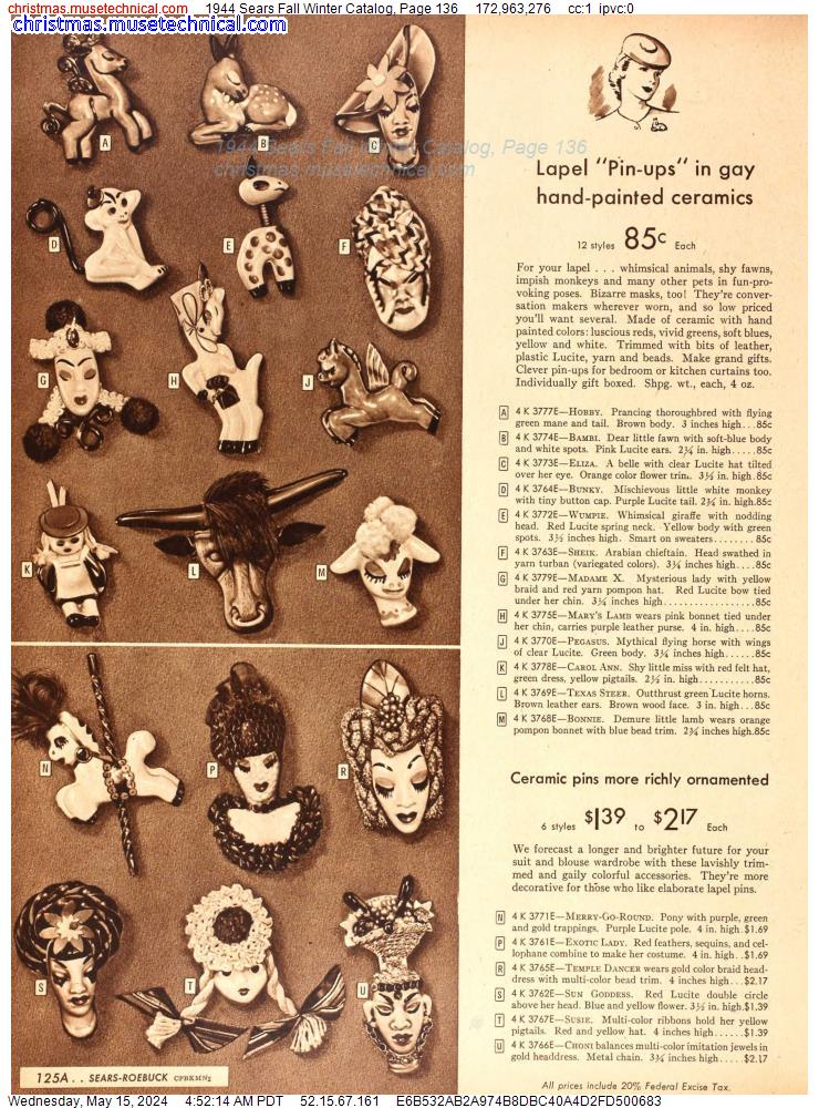 1944 Sears Fall Winter Catalog, Page 136
