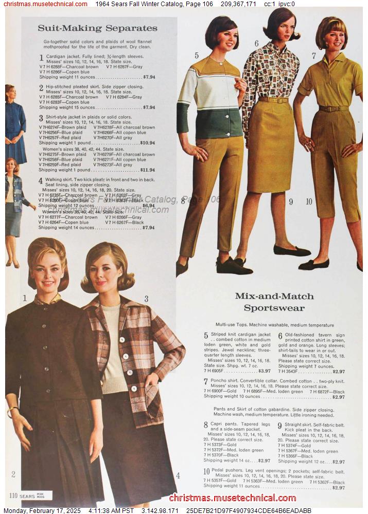 1964 Sears Fall Winter Catalog, Page 106