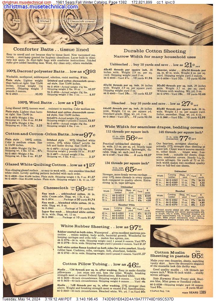 1961 Sears Fall Winter Catalog, Page 1382