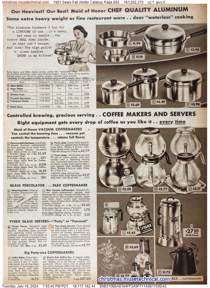 1951 Sears Fall Winter Catalog, Page 855