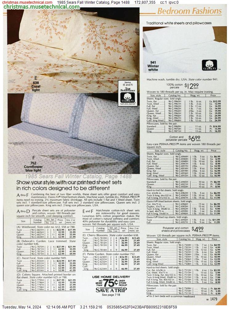1985 Sears Fall Winter Catalog, Page 1488