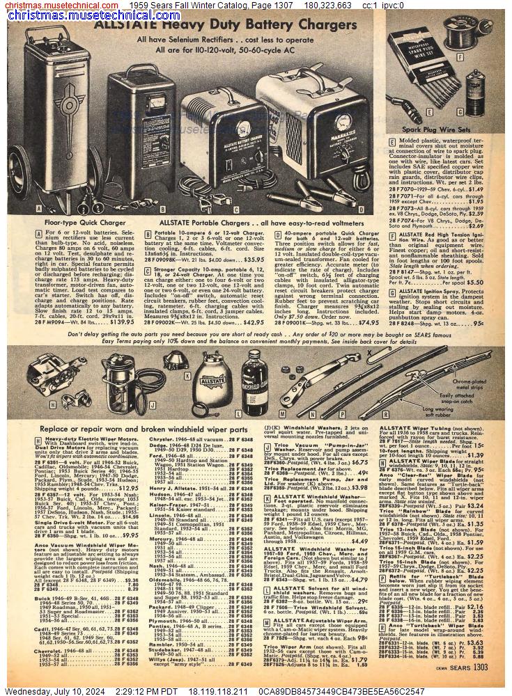 1959 Sears Fall Winter Catalog, Page 1307