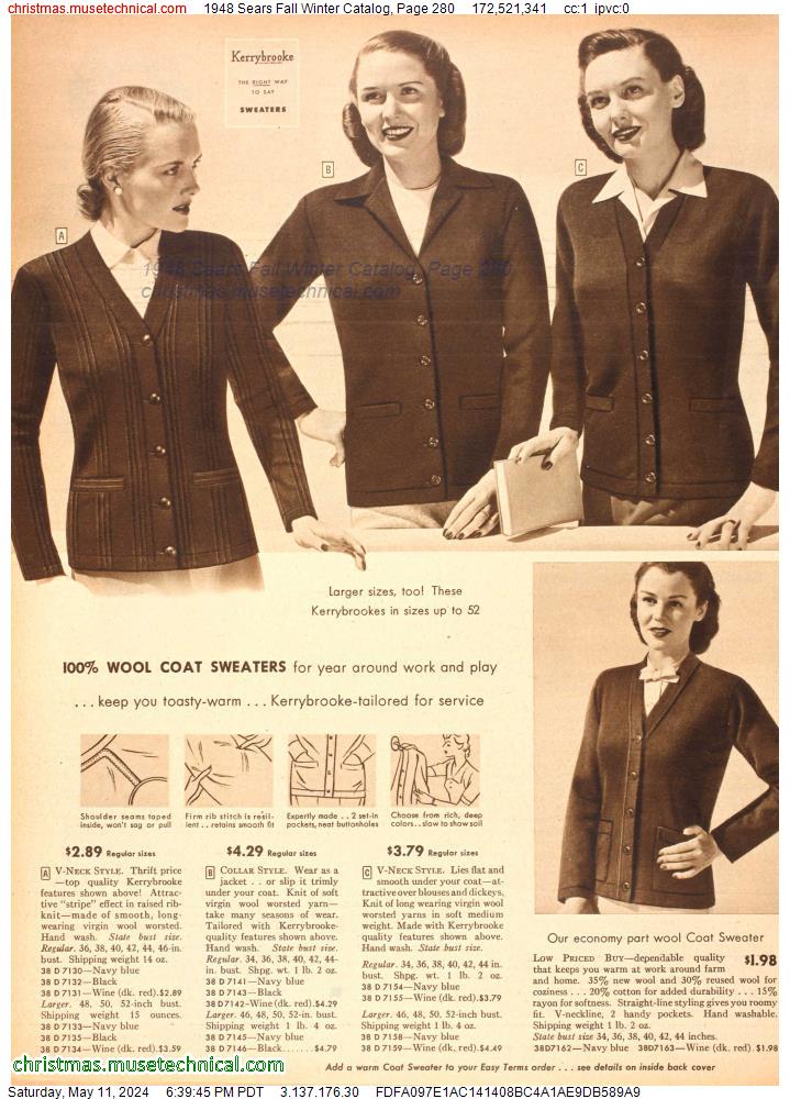 1948 Sears Fall Winter Catalog, Page 280