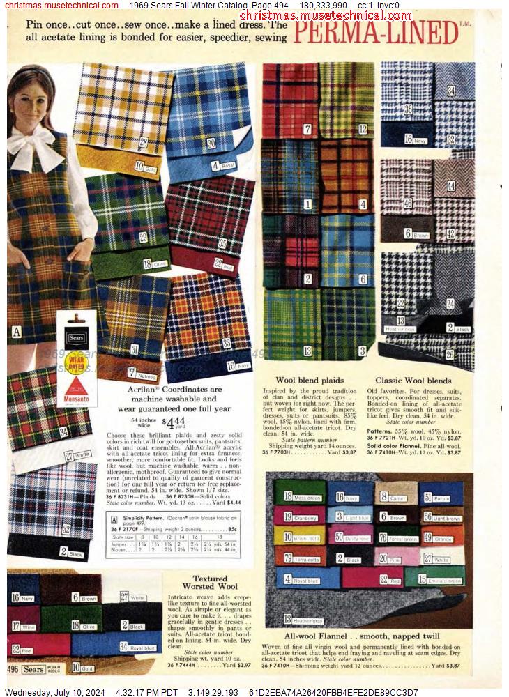 1969 Sears Fall Winter Catalog, Page 494