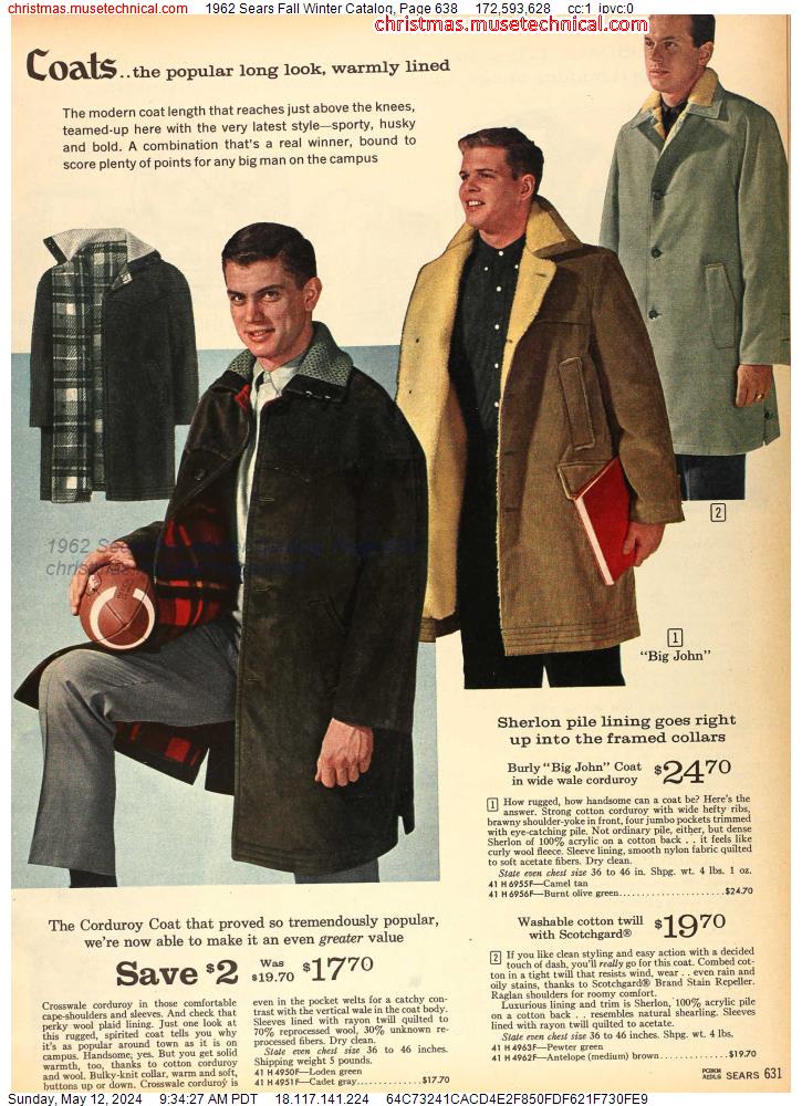 1962 Sears Fall Winter Catalog, Page 638