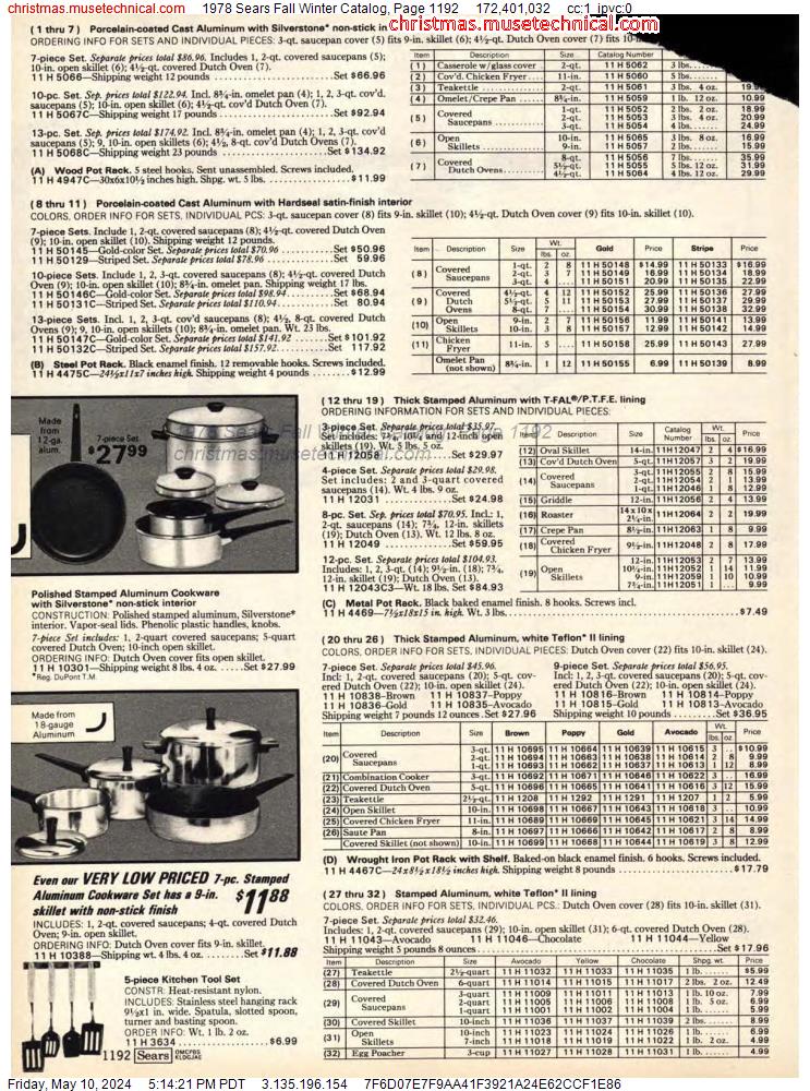 1978 Sears Fall Winter Catalog, Page 1192