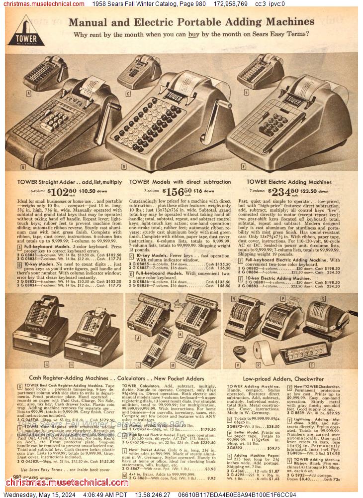 1958 Sears Fall Winter Catalog, Page 980
