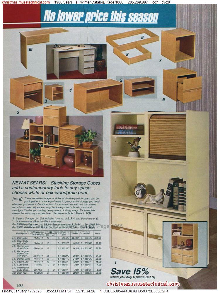 1986 Sears Fall Winter Catalog, Page 1066