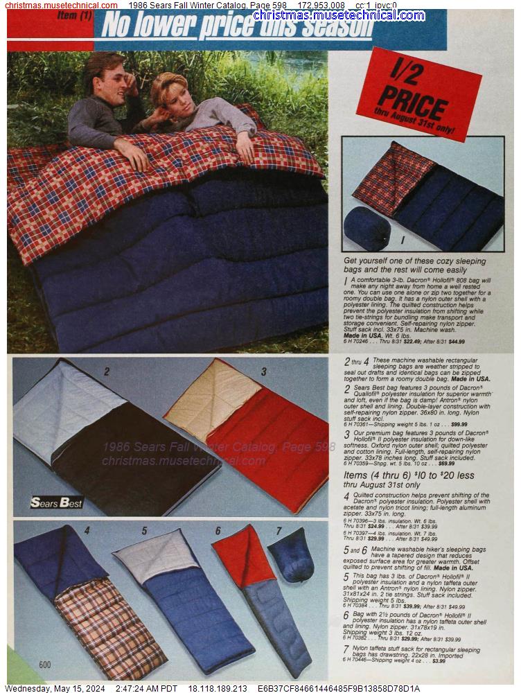 1986 Sears Fall Winter Catalog, Page 598