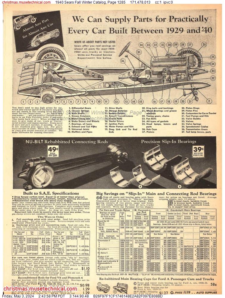 1940 Sears Fall Winter Catalog, Page 1285