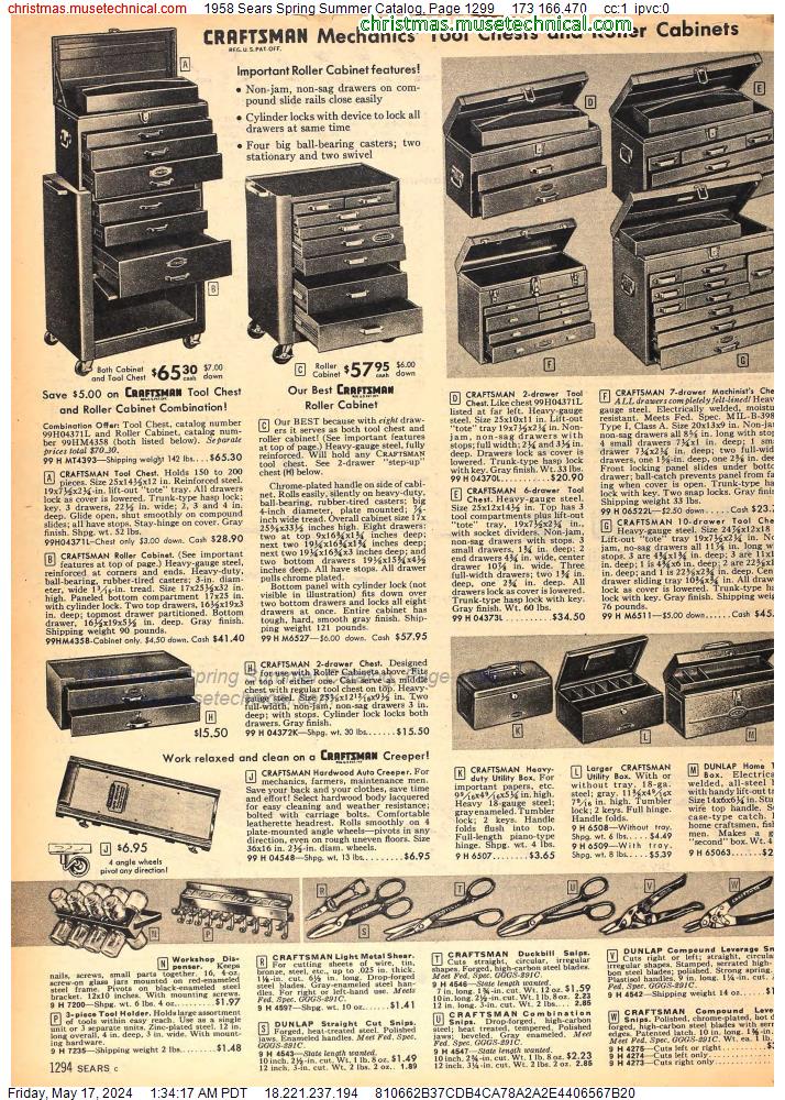 1958 Sears Spring Summer Catalog, Page 1299