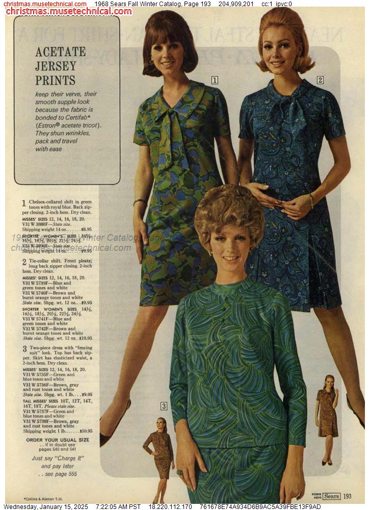 1968 Sears Fall Winter Catalog, Page 193