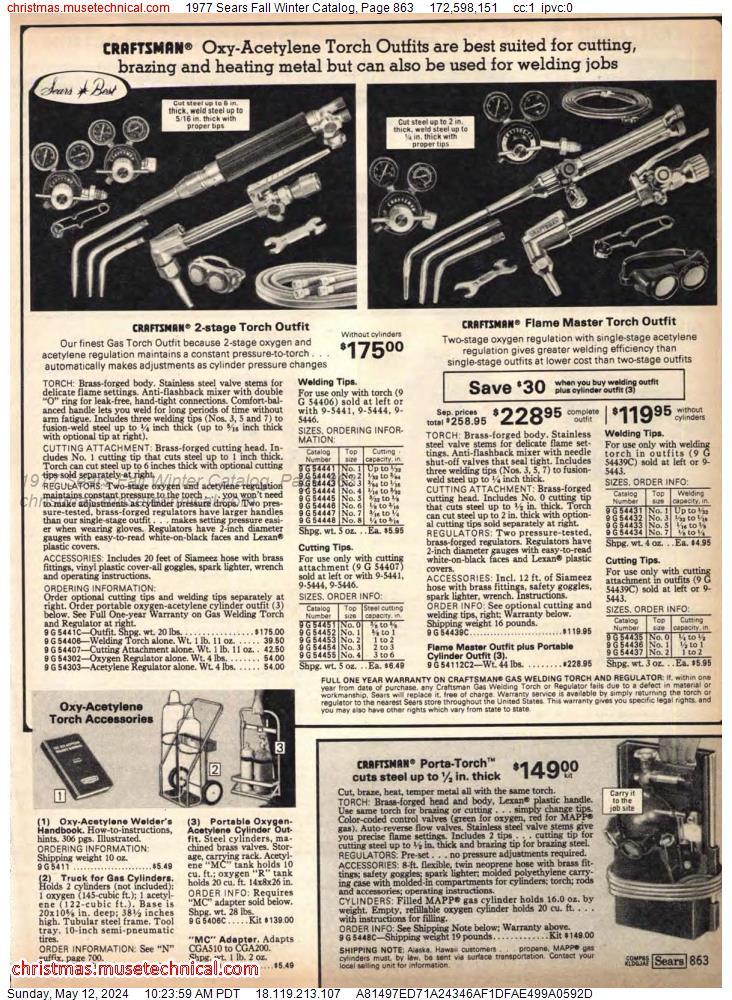 1977 Sears Fall Winter Catalog, Page 863