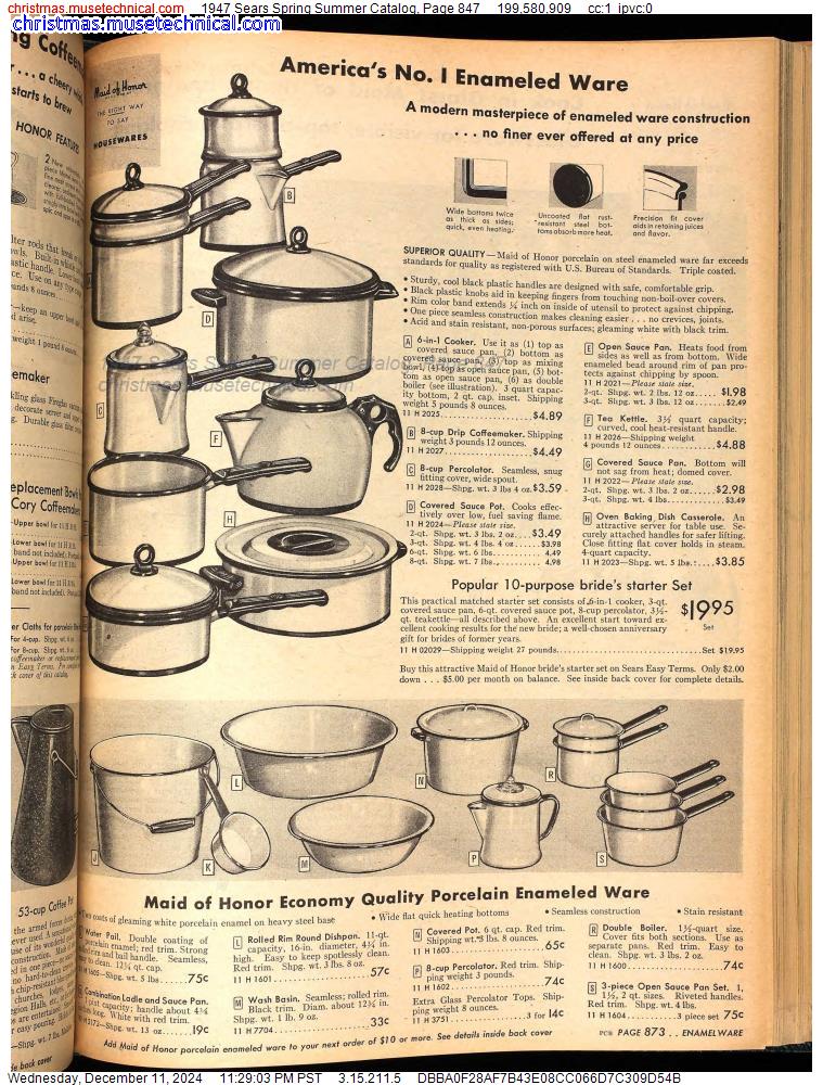 1947 Sears Spring Summer Catalog, Page 847