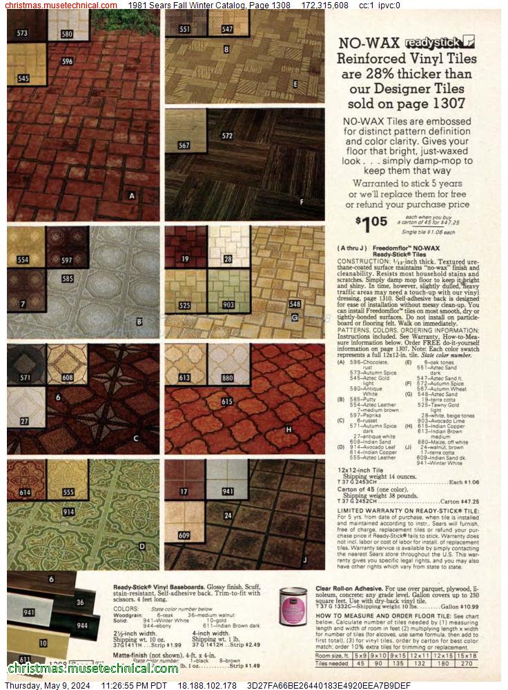 1981 Sears Fall Winter Catalog, Page 1308