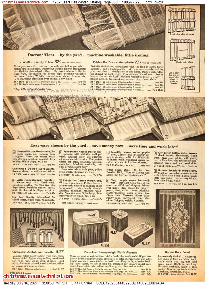 1959 Sears Fall Winter Catalog, Page 850