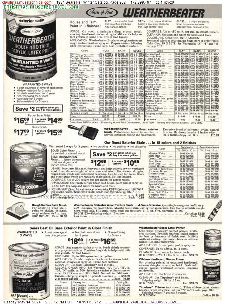 1981 Sears Fall Winter Catalog, Page 952