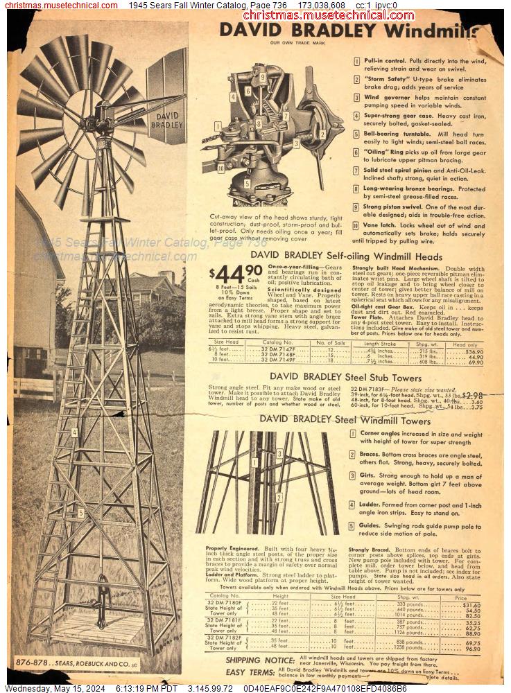 1945 Sears Fall Winter Catalog, Page 736