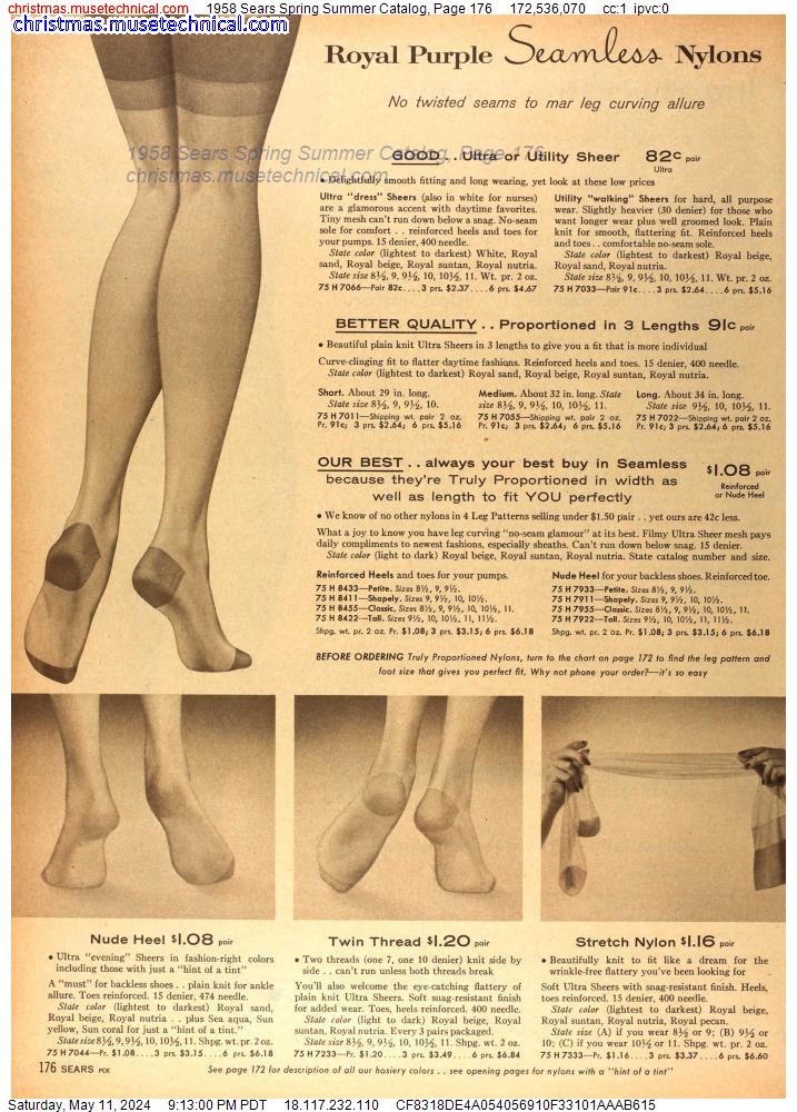 1958 Sears Spring Summer Catalog, Page 176