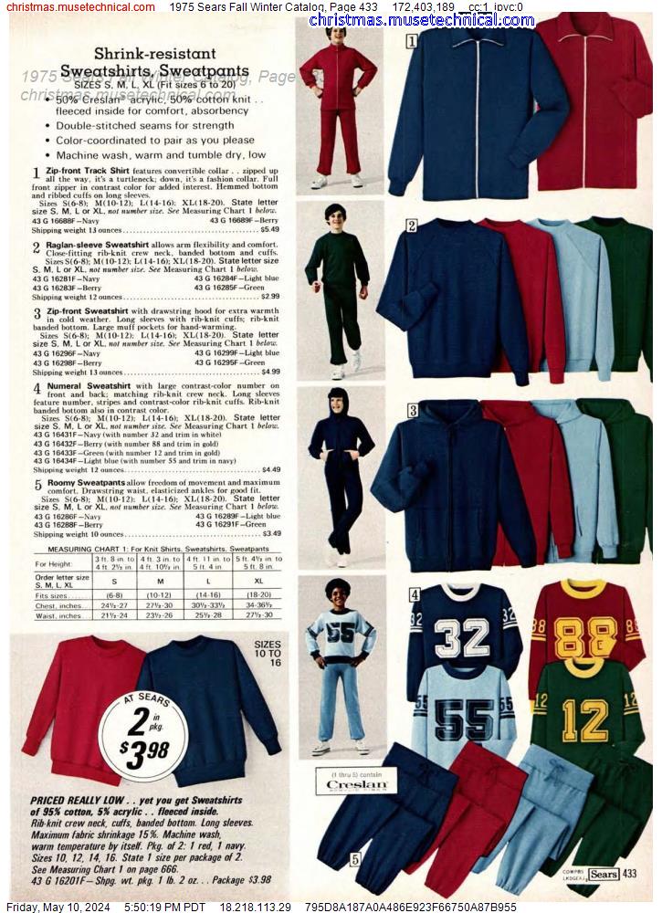1975 Sears Fall Winter Catalog, Page 433