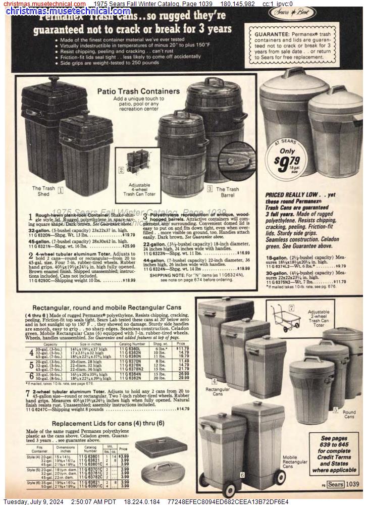 1975 Sears Fall Winter Catalog, Page 1039