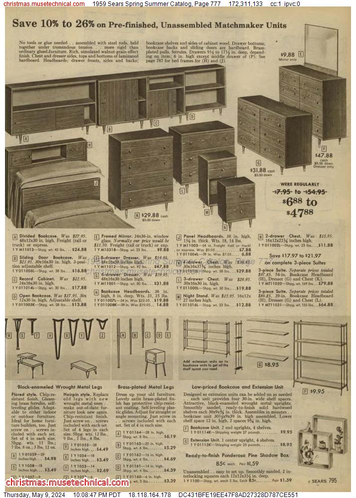 1959 Sears Spring Summer Catalog, Page 777