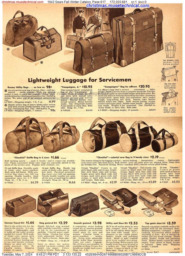 1943 Sears Fall Winter Catalog, Page 617