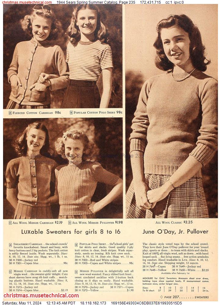 1944 Sears Spring Summer Catalog, Page 235