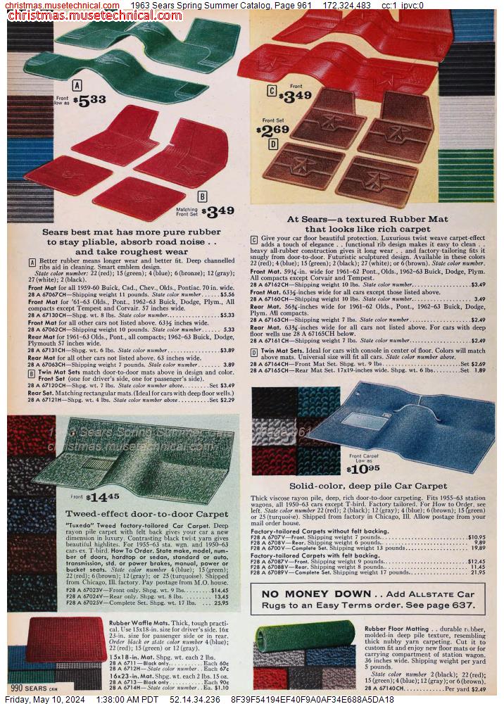 1963 Sears Spring Summer Catalog, Page 961