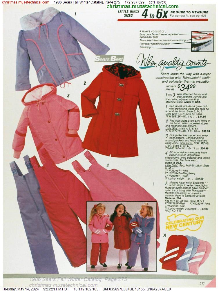 1986 Sears Fall Winter Catalog, Page 275