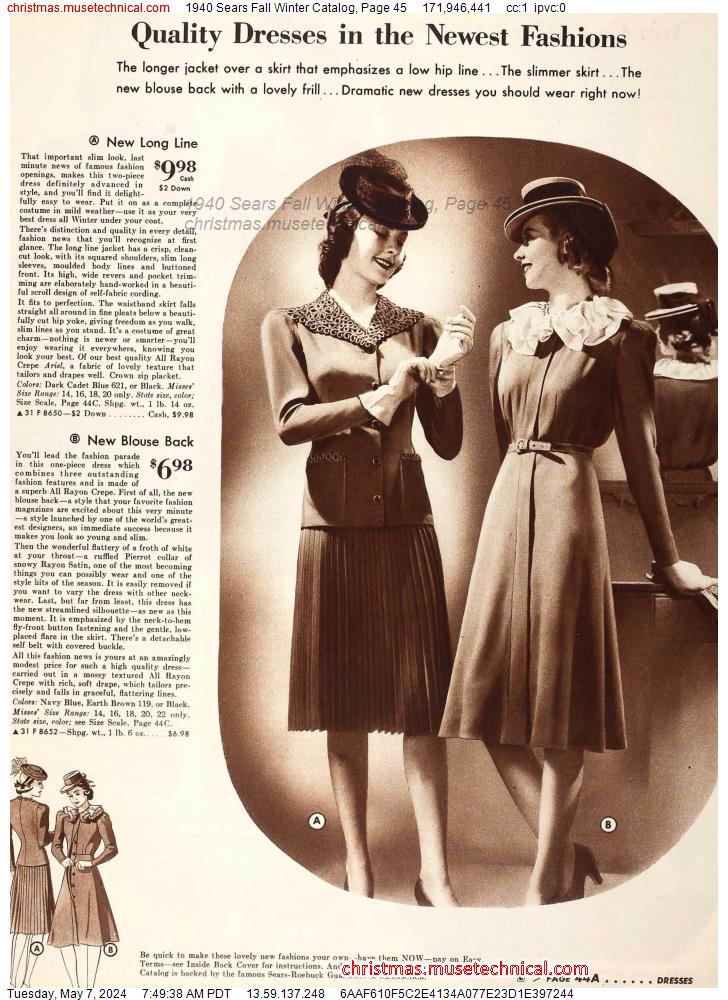 1940 Sears Fall Winter Catalog, Page 45