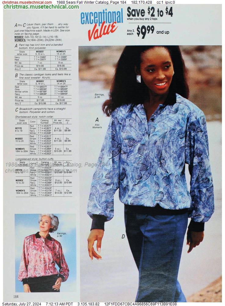 1988 Sears Fall Winter Catalog, Page 184