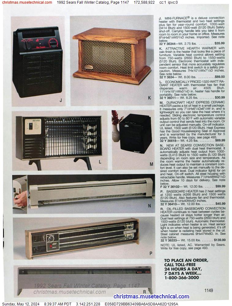 1992 Sears Fall Winter Catalog, Page 1147