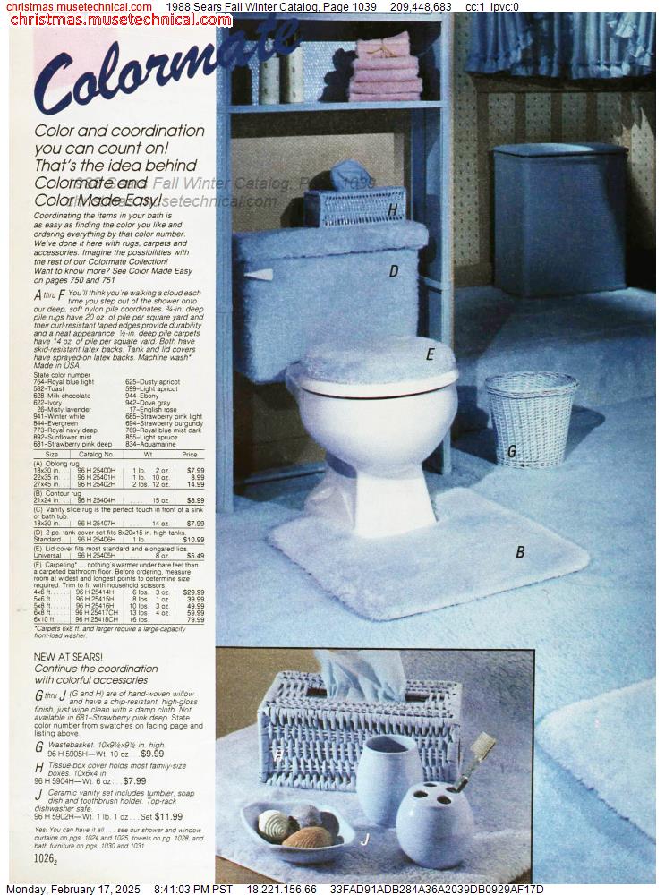 1988 Sears Fall Winter Catalog, Page 1039