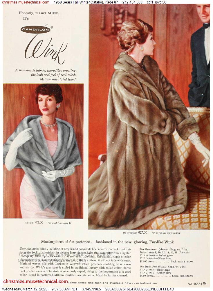 1958 Sears Fall Winter Catalog, Page 87