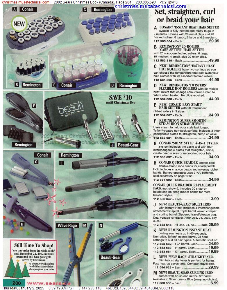 2002 Sears Christmas Book (Canada), Page 204