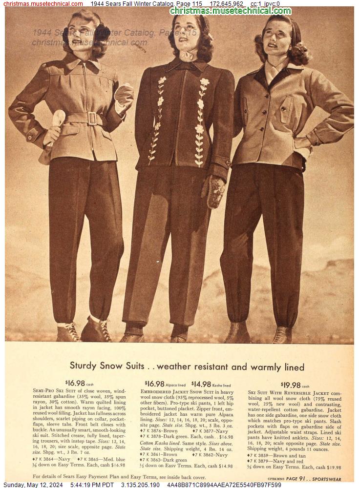 1944 Sears Fall Winter Catalog, Page 115
