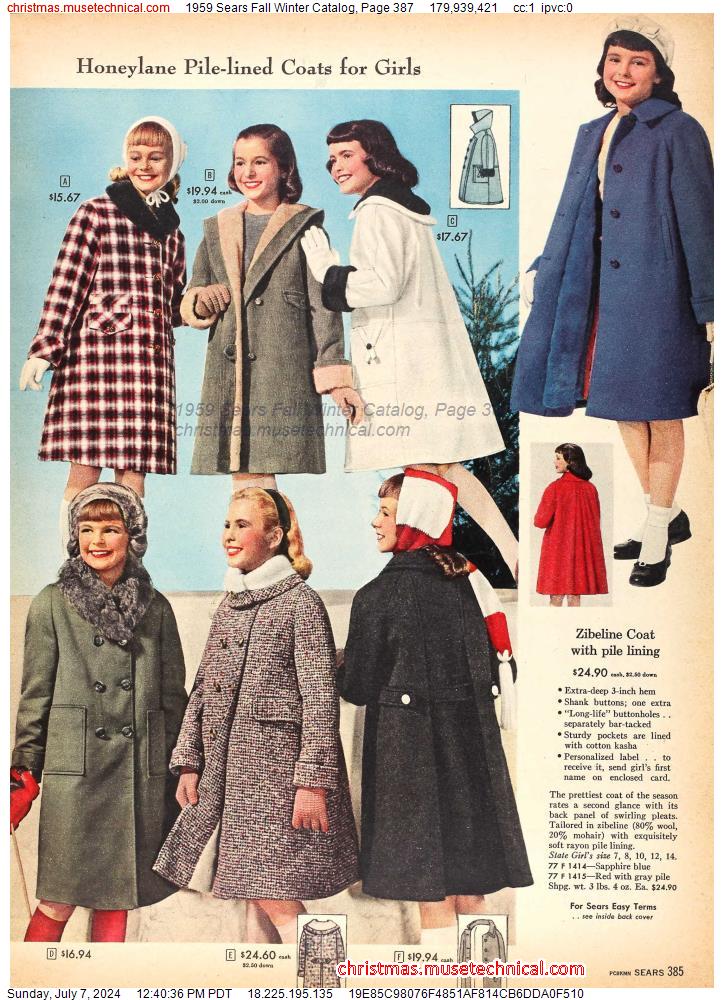 1959 Sears Fall Winter Catalog, Page 387