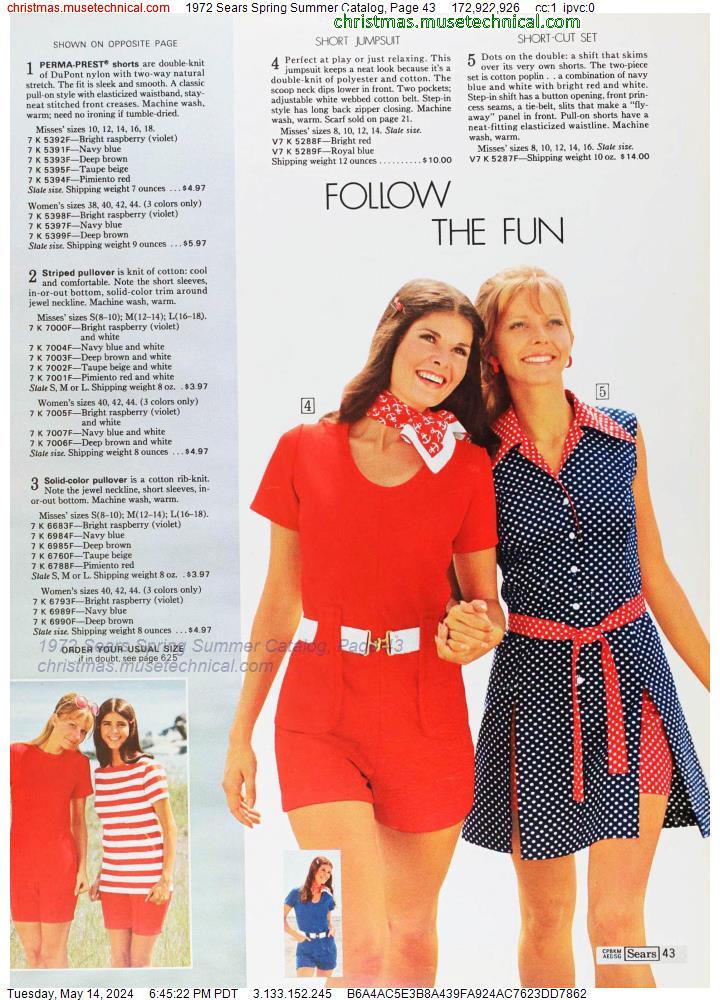 1972 Sears Spring Summer Catalog, Page 43