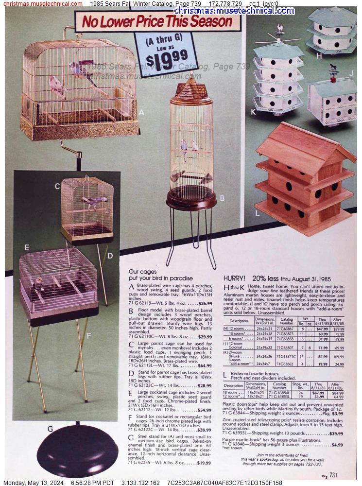 1985 Sears Fall Winter Catalog, Page 739
