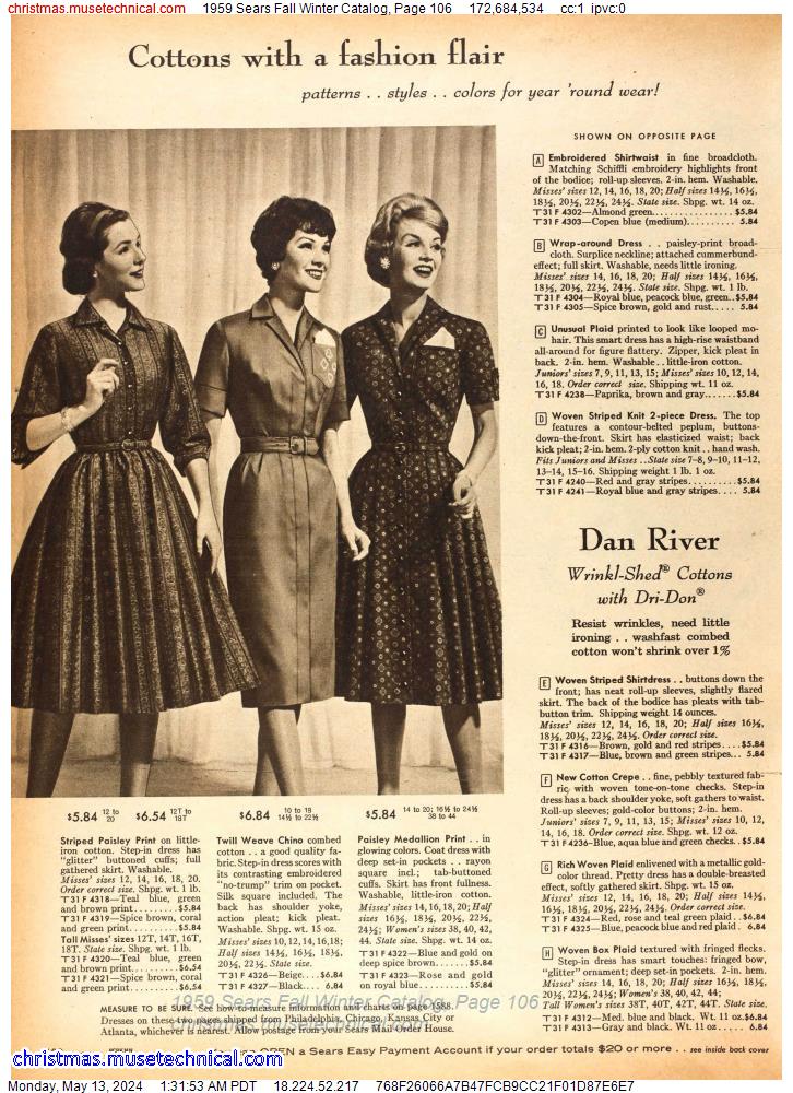 1959 Sears Fall Winter Catalog, Page 106