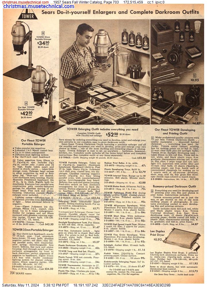 1957 Sears Fall Winter Catalog, Page 703