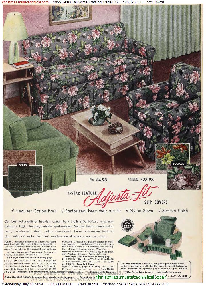 1955 Sears Fall Winter Catalog, Page 817