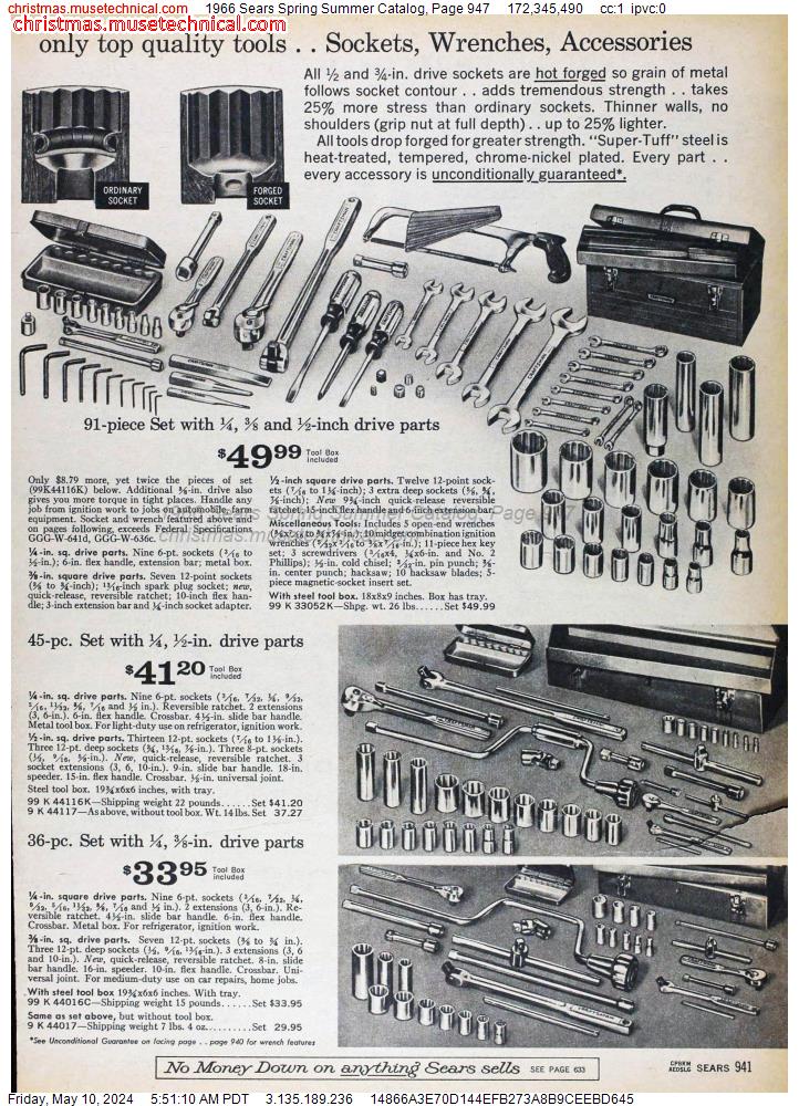 1966 Sears Spring Summer Catalog, Page 947