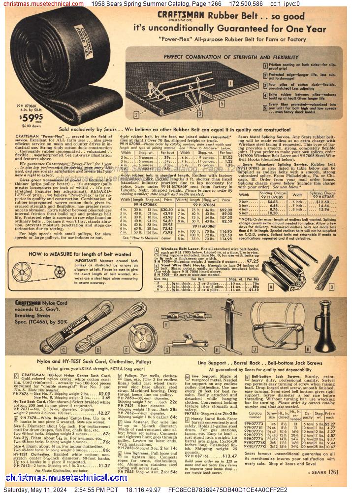 1958 Sears Spring Summer Catalog, Page 1266