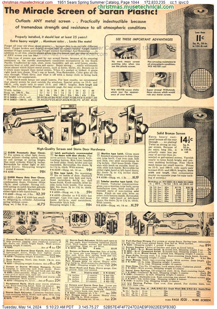 1951 Sears Spring Summer Catalog, Page 1044