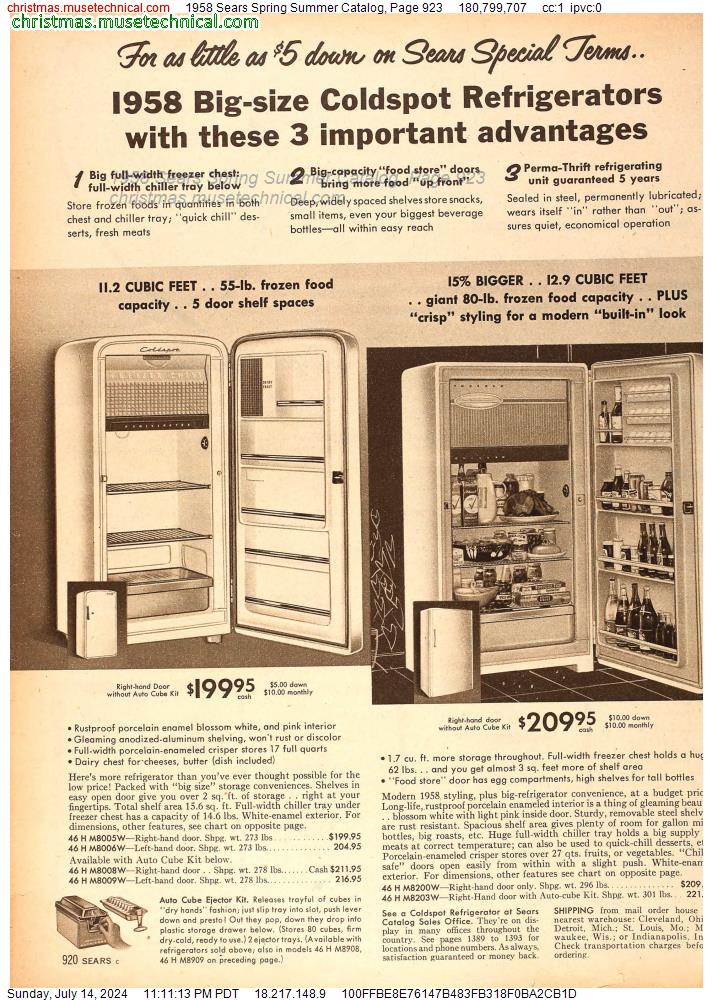 1958 Sears Spring Summer Catalog, Page 923