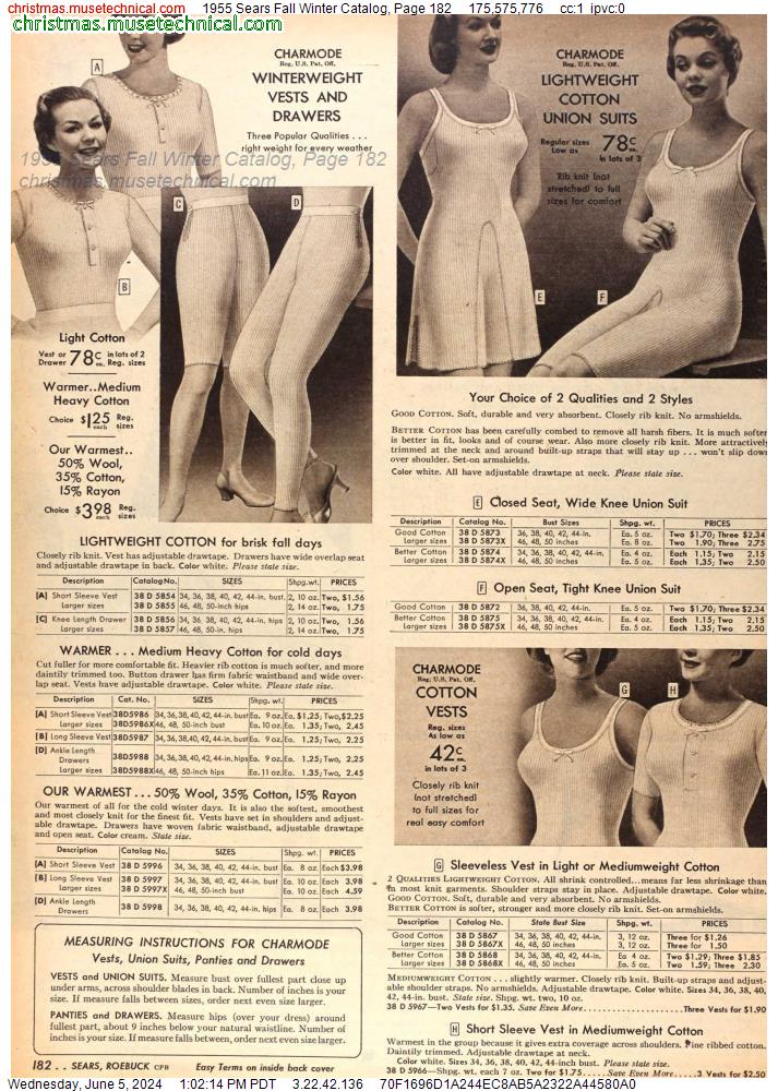 1955 Sears Fall Winter Catalog, Page 182