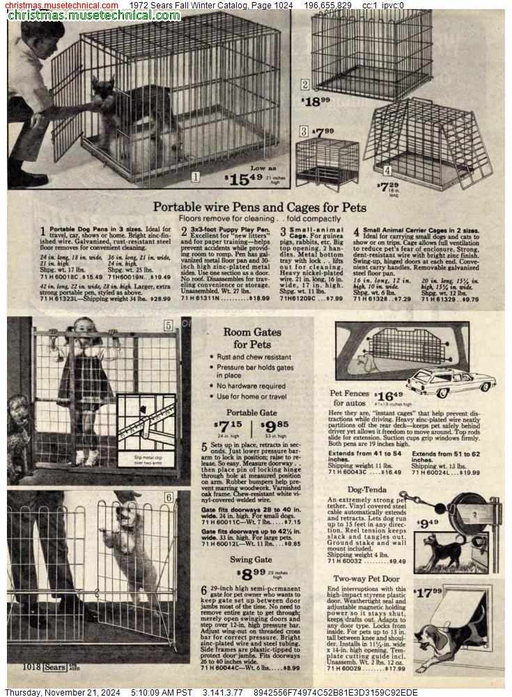 1972 Sears Fall Winter Catalog, Page 1024